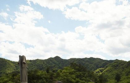 天空,树,白云,风景,山峦