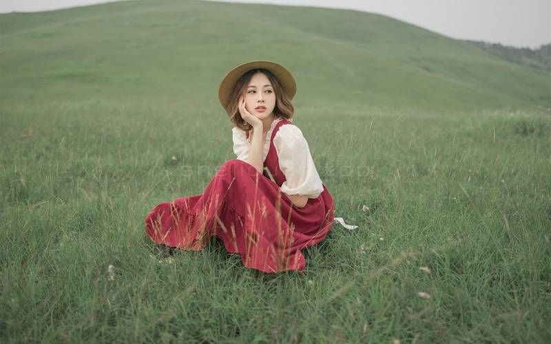 草原,婚纱写真,滑草,麦田,美女